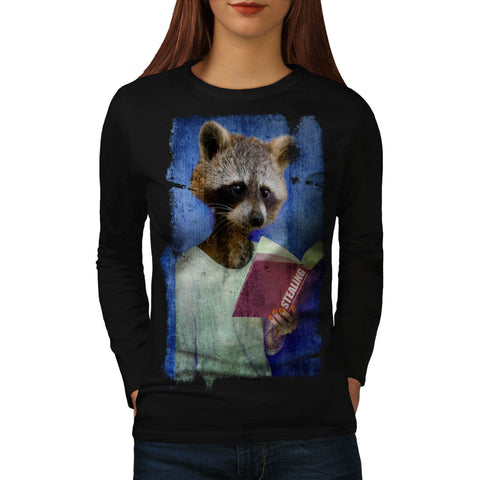 Lady Racoon Book Womens Long Sleeve T-Shirt