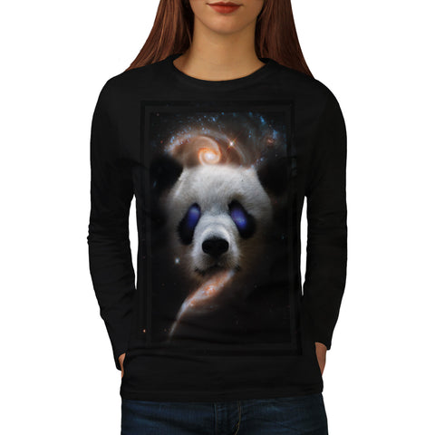 Galaxy Space Panda Womens Long Sleeve T-Shirt