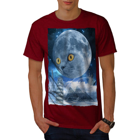 Magic World Moon Cat Mens T-Shirt