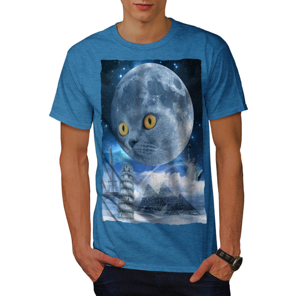 Magic World Moon Cat Mens T-Shirt