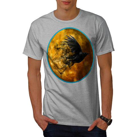 Fly Crow Planet Sun Mens T-Shirt