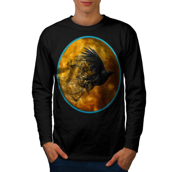 Fly Crow Planet Sun Mens Long Sleeve T-Shirt
