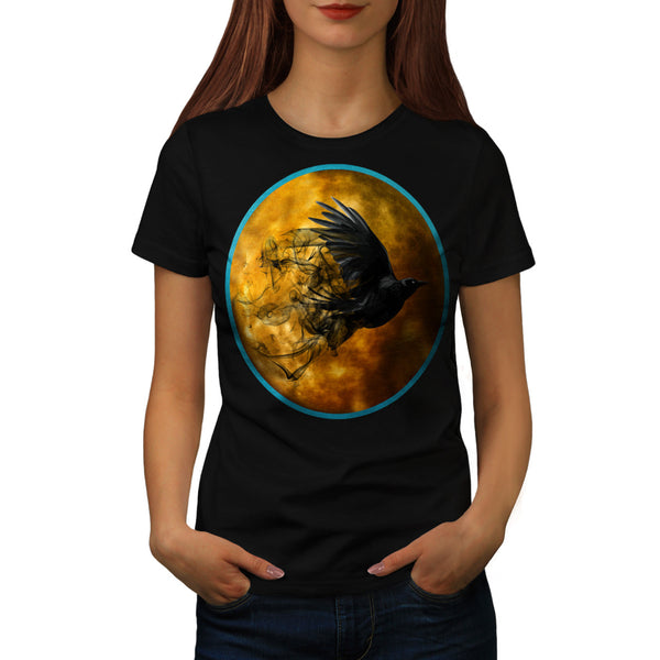 Fly Crow Planet Sun Womens T-Shirt