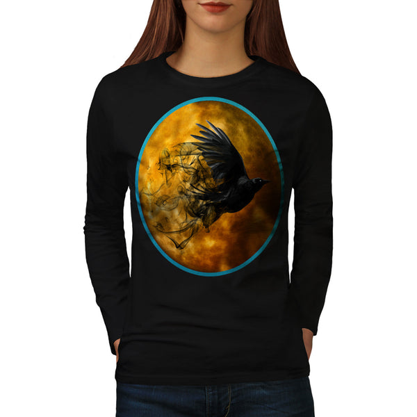 Fly Crow Planet Sun Womens Long Sleeve T-Shirt