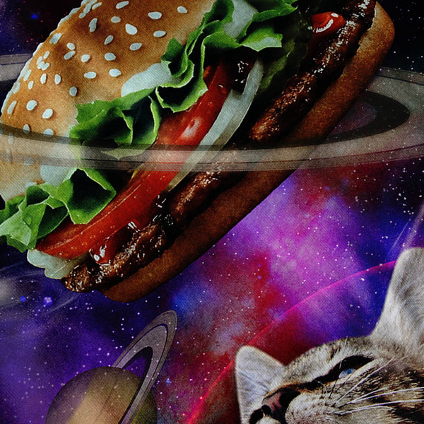 Space Burger Cat Fun Mens Long Sleeve T-Shirt