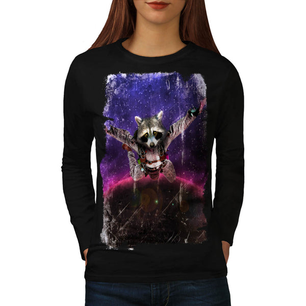 Space Racoon Animal Womens Long Sleeve T-Shirt