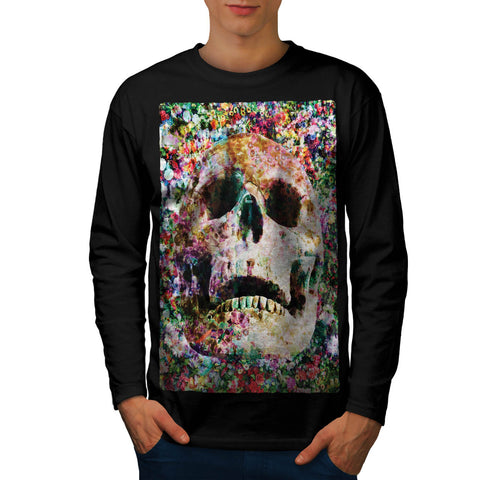 Skull Biker Tattoo Mens Long Sleeve T-Shirt