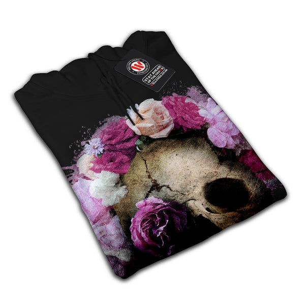 Skull Flower Rose Womens Hoodie