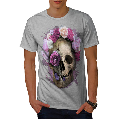 Skull Flower Rose Mens T-Shirt