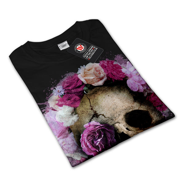 Skull Flower Rose Womens Long Sleeve T-Shirt