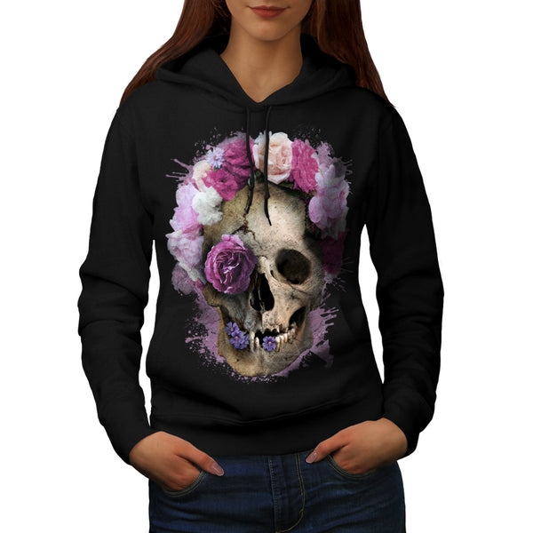 Skull Flower Rose Womens Hoodie