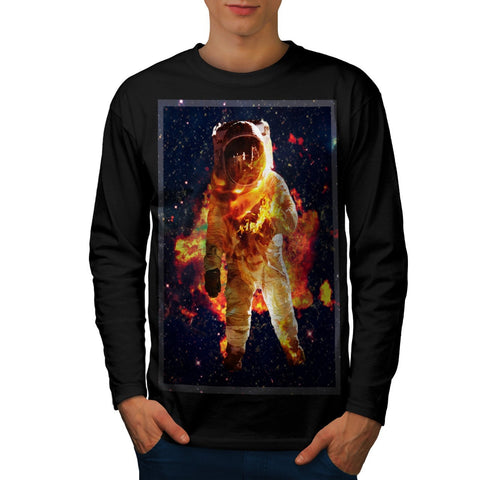 Astronaut On Fire Mens Long Sleeve T-Shirt