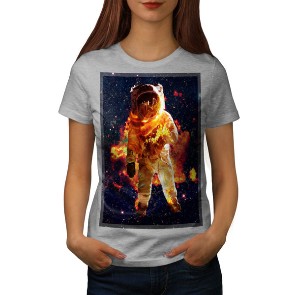 Astronaut On Fire Womens T-Shirt