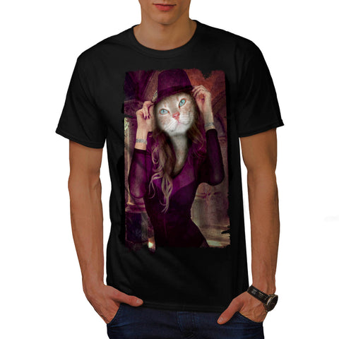 Stylish Lady Cat Mens T-Shirt