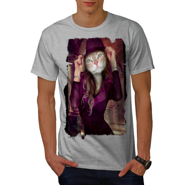 Stylish Lady Cat Mens T-Shirt