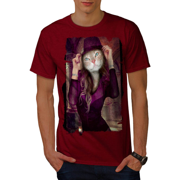 Stylish Lady Cat Mens T-Shirt
