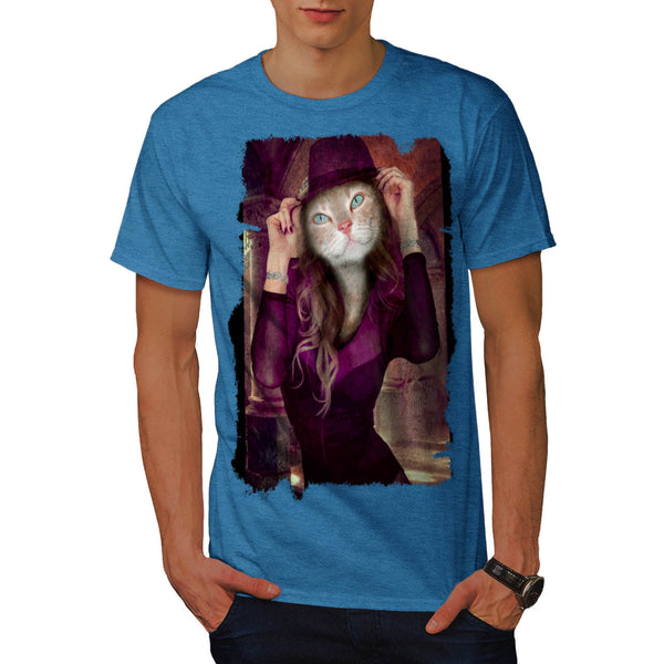 Stylish Lady Cat Mens T-Shirt