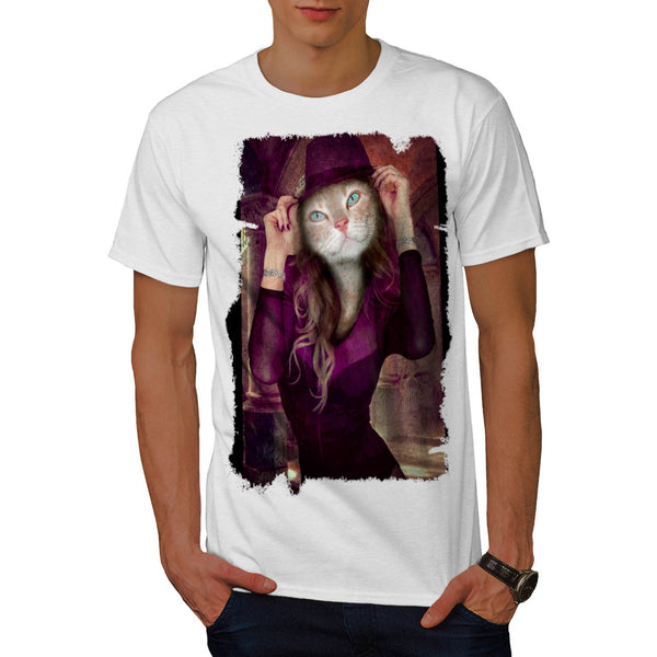 Stylish Lady Cat Mens T-Shirt