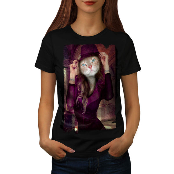 Stylish Lady Cat Womens T-Shirt