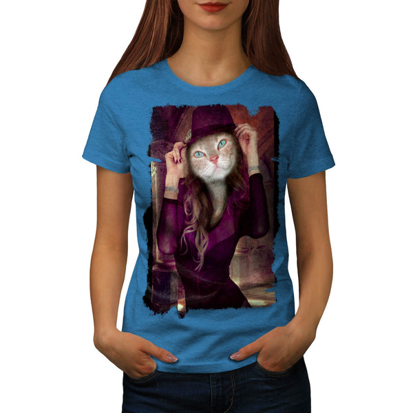 Stylish Lady Cat Womens T-Shirt