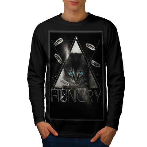 Hungry Kitten Cat Mens Long Sleeve T-Shirt