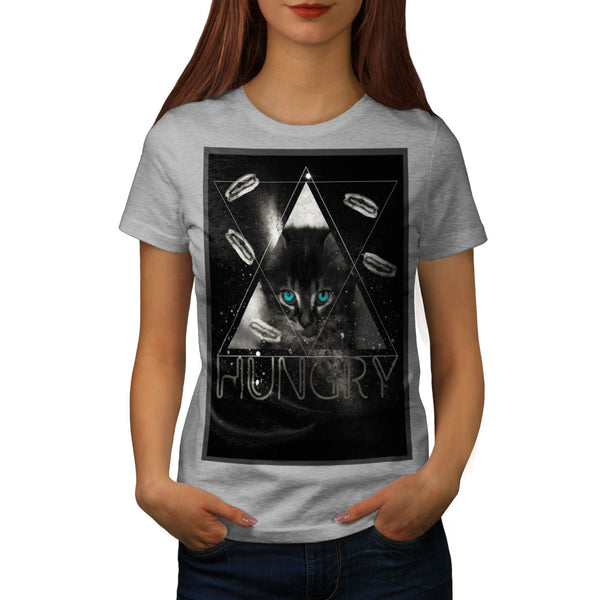 Hungry Kitten Cat Womens T-Shirt