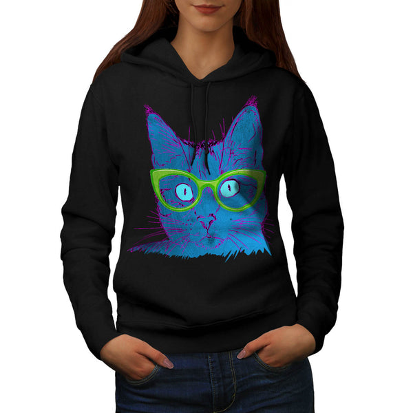 School Cat Glasses Womens Hoodie