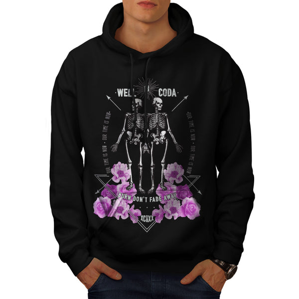 Skull Body Flower Art Mens Hoodie