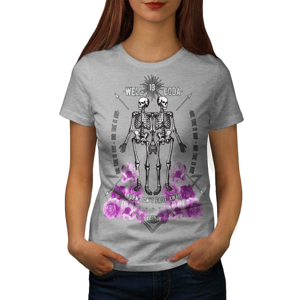 Skull Body Flower Art Womens T-Shirt