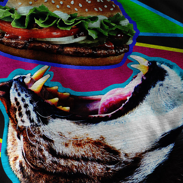 Hungry Burger Cat Mens Long Sleeve T-Shirt