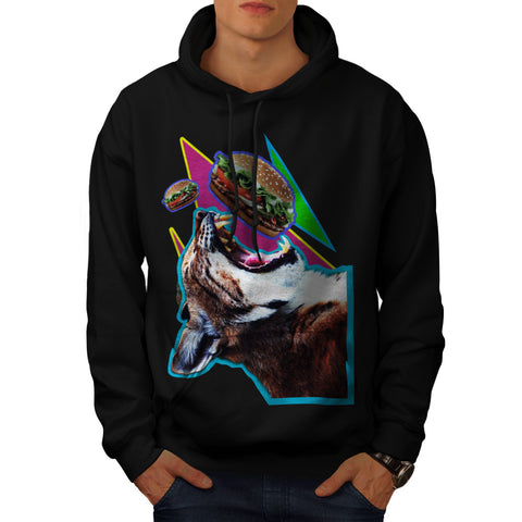 Hungry Burger Cat Mens Hoodie