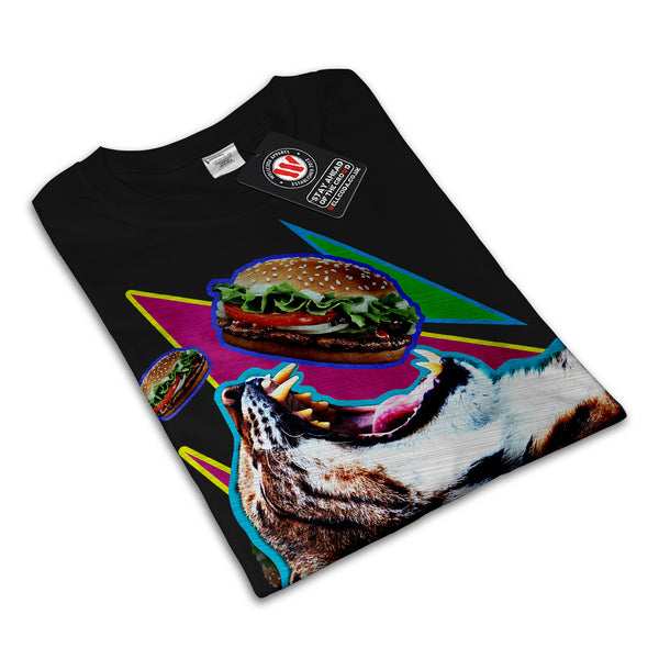 Hungry Burger Cat Womens T-Shirt