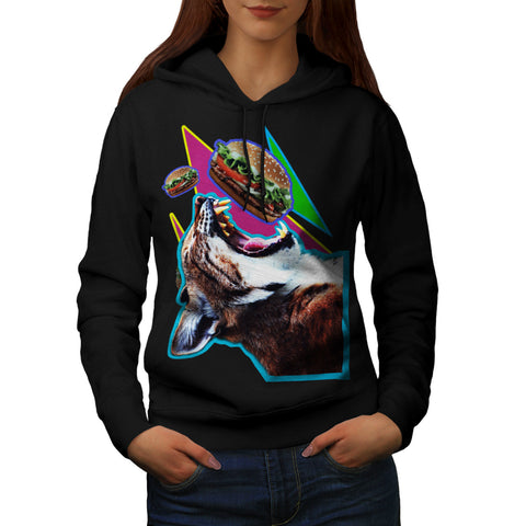 Hungry Burger Cat Womens Hoodie