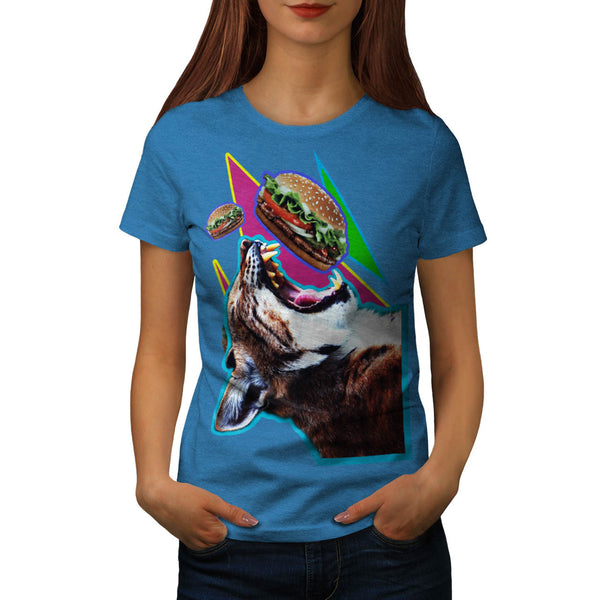 Hungry Burger Cat Womens T-Shirt