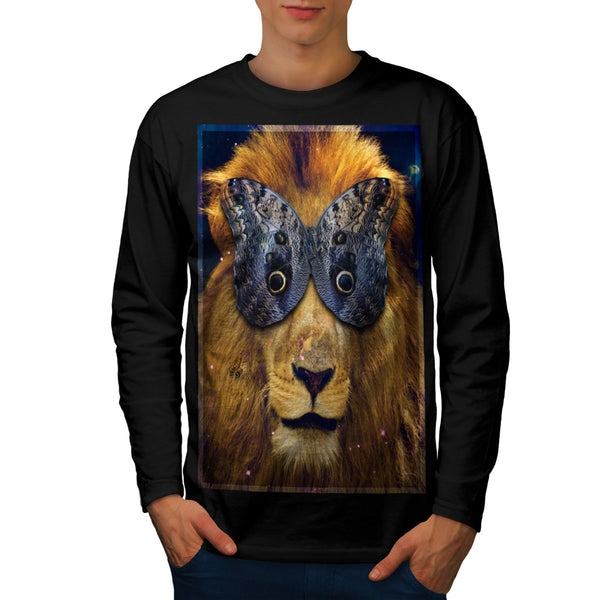 Butterfly Lion Head Mens Long Sleeve T-Shirt