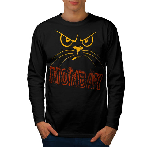 Angry Monday Cat Mens Long Sleeve T-Shirt