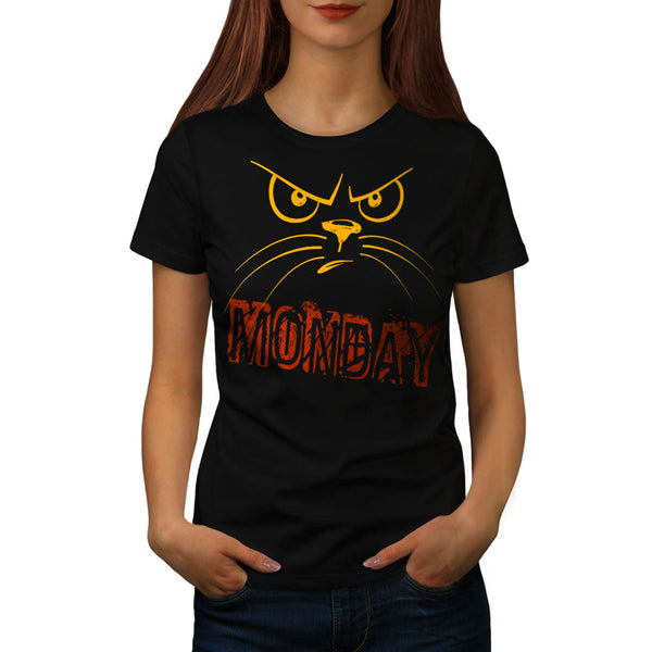 Angry Monday Cat Womens T-Shirt