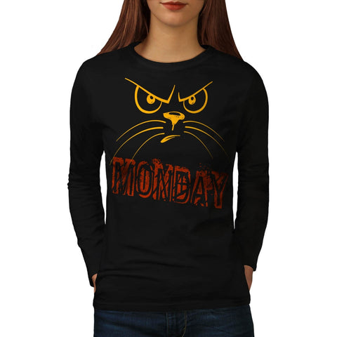 Angry Monday Cat Womens Long Sleeve T-Shirt