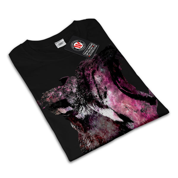 Space Cat Head Print Womens T-Shirt