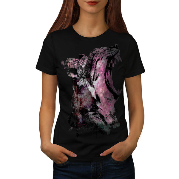 Space Cat Head Print Womens T-Shirt