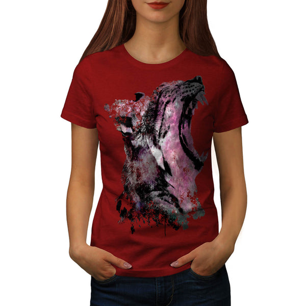 Space Cat Head Print Womens T-Shirt