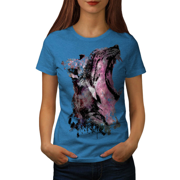 Space Cat Head Print Womens T-Shirt