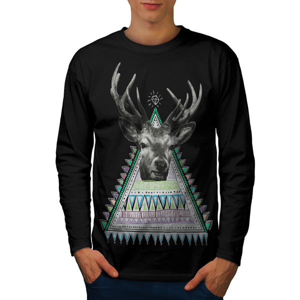 Fun Stag Diamond Deer Mens Long Sleeve T-Shirt