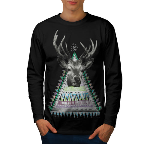 Fun Stag Diamond Deer Mens Long Sleeve T-Shirt
