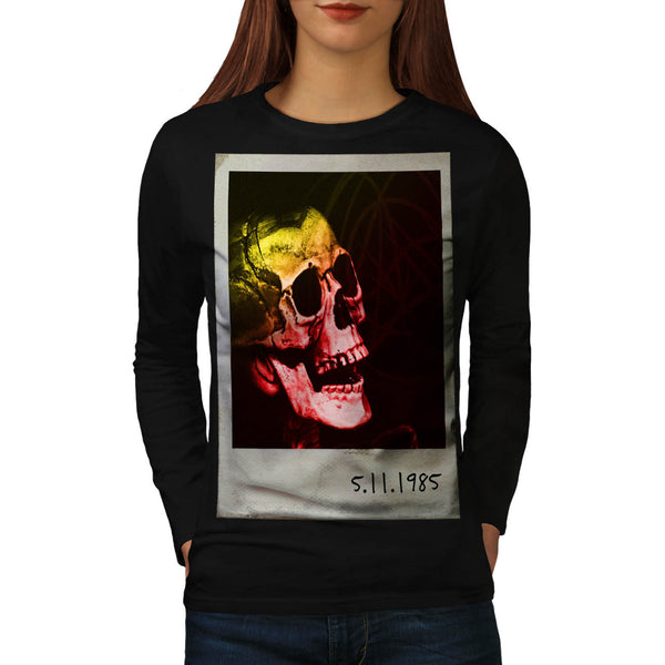 Skull Head Glow Art Womens Long Sleeve T-Shirt