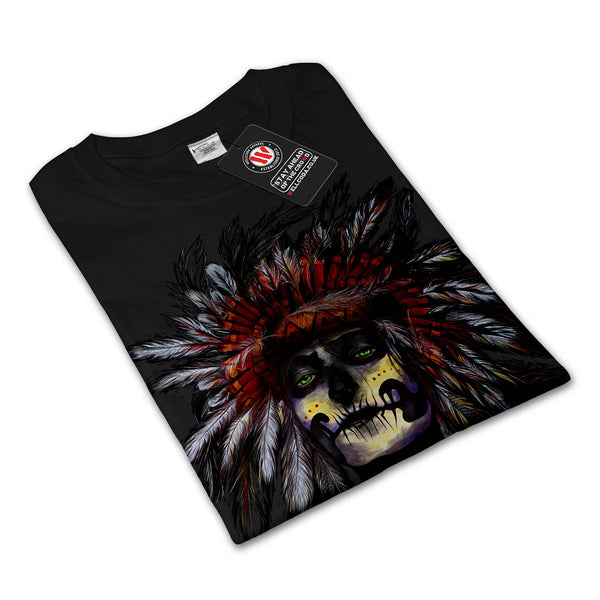 Skull Indian Warrior Womens Long Sleeve T-Shirt
