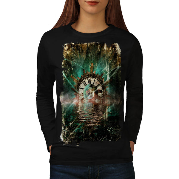 Vintage City Clock Womens Long Sleeve T-Shirt