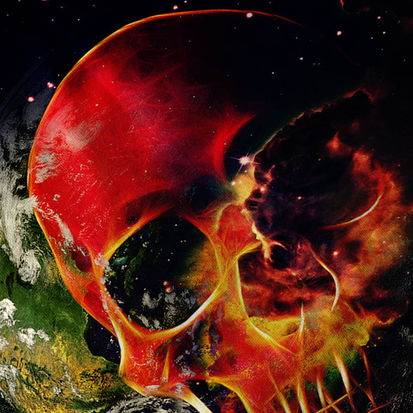 Cosmic Earth Skull Mens Long Sleeve T-Shirt