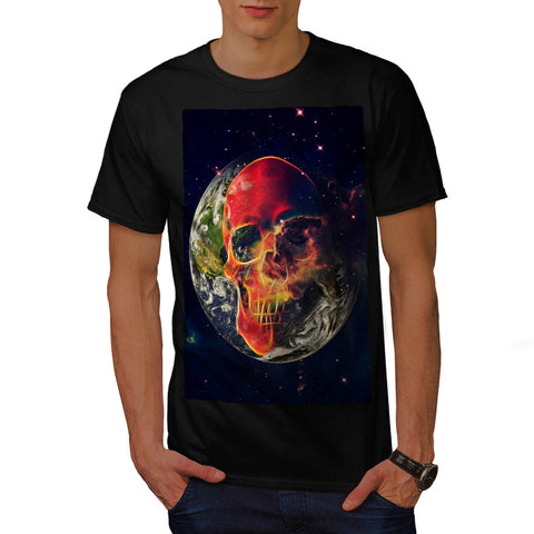 Cosmic Earth Skull Mens T-Shirt