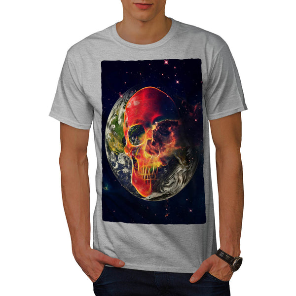 Cosmic Earth Skull Mens T-Shirt